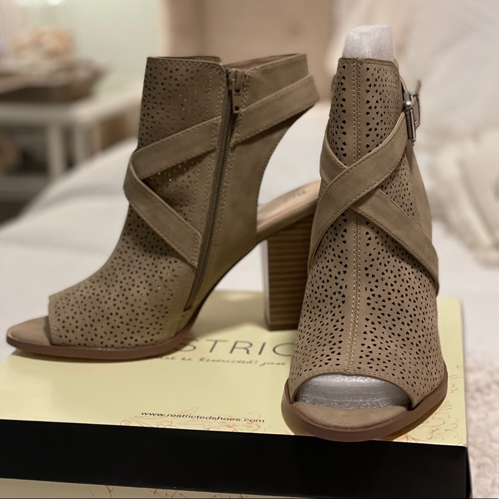 Taupe Peep Toe Booties